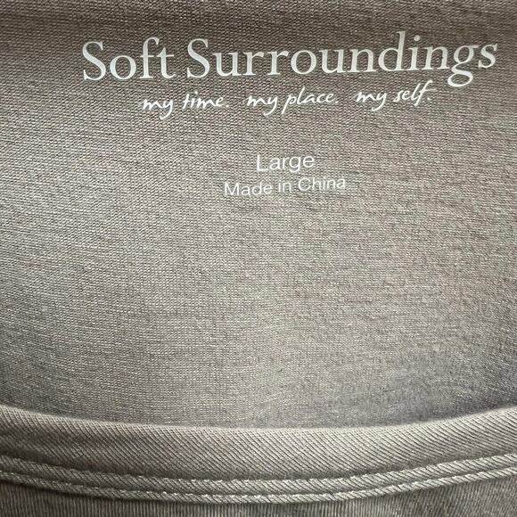 Soft Surroundings Sz L Neutral Lace Hem Top Romantic Boho Cottagecore Feminine - Picture 4 of 5